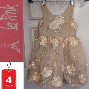 Le Pink Formal Dress, Size 4, Layers, Tulle, Lace, Embellishments